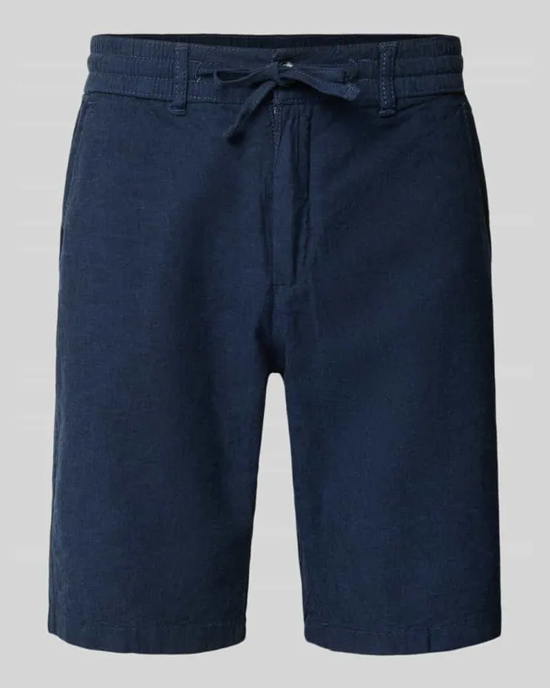 Lindbergh Bermudas aus Leinen-Mix mit französischen Eingrifftaschen Dunkelblau