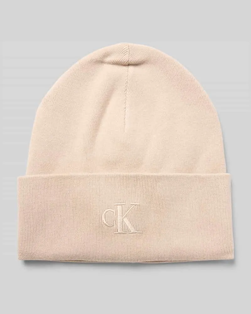 Calvin Klein Beanie aus Viskose-Mix mit Logo-Stitching 