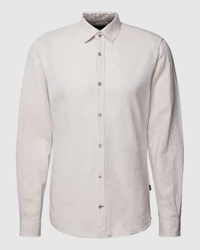 JOOP! Slim Fit Freizeithemd mit Kentkragen Modell 'Hanson Taupe