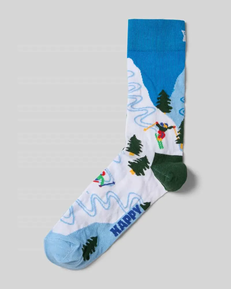 Happy Socks Socken mit Label-Print Modell 'SLALOM Royal