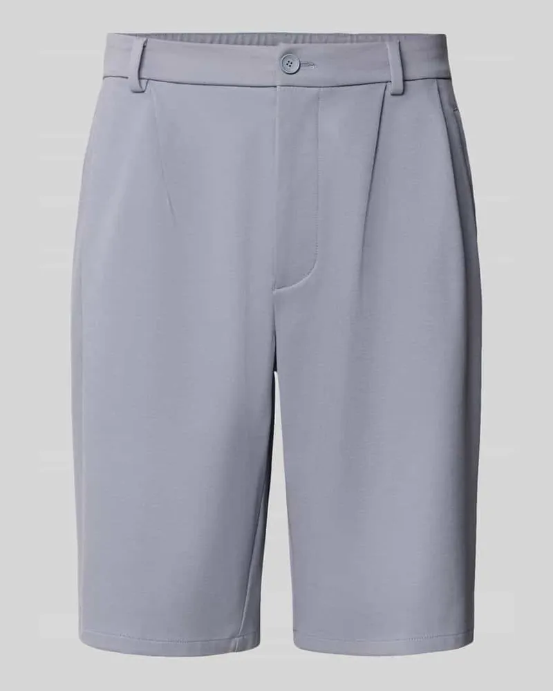 HUGO BOSS Relaxed Fit Bermuda aus Viskose-Mix Modell 'SH_UNION PLEAT Rauchblau