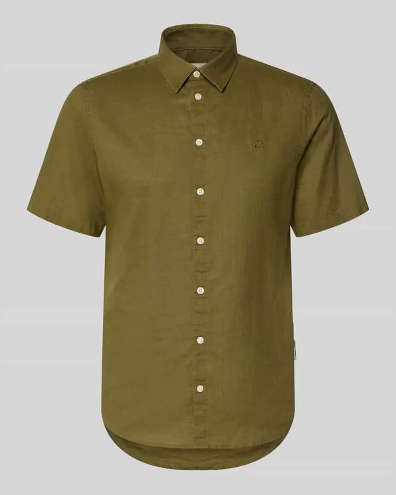 Casual Friday Slim Fit Freizeithemd aus Leinen-Baumwoll-Mix Modell 'AKSEL Khaki