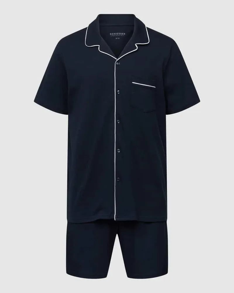 Schiesser Pyjama mit Kontraststreifen 