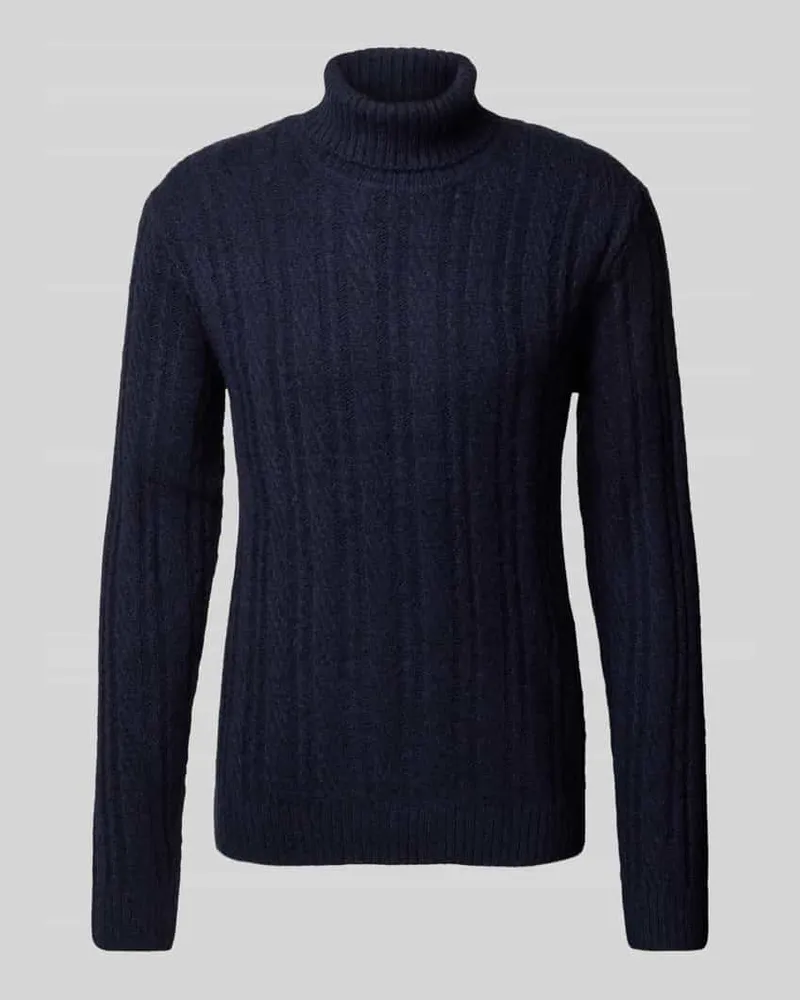 Jack & Jones Strickpullover mit Rollkragen Modell 'BLATRENT Dunkelblau