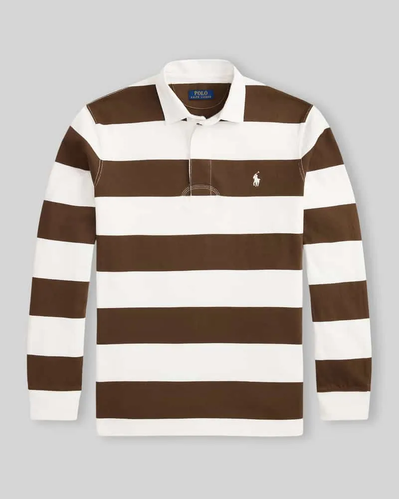 Ralph Lauren Sweatshirt mit Kontrastkragen Mittelbraun