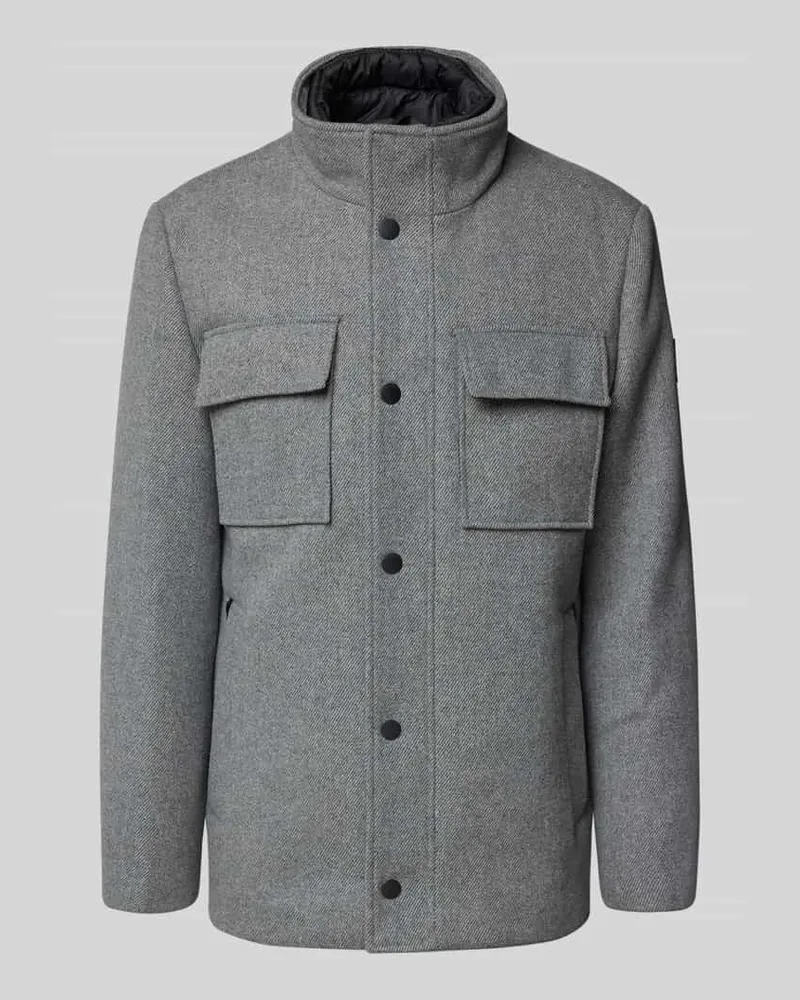 Tom Tailor Regular Fit Wollmantel aus Woll-Mix mit abnehmbarem Innenkragen Hellgrau