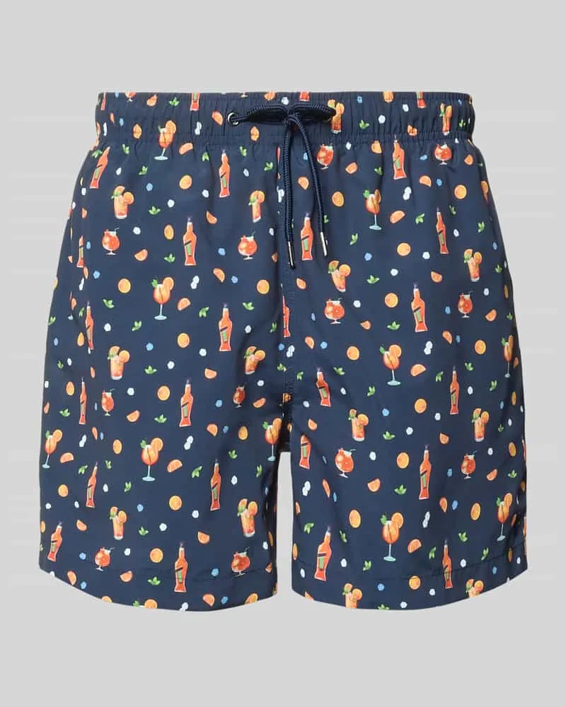 McNeal Badehose im Allover-Look mit elastischem Bund Marine