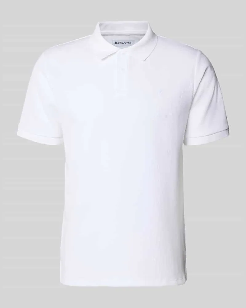 Jack & Jones Regular Fit Poloshirt mit Strukturmuster Modell 'AUSTIN Weiss