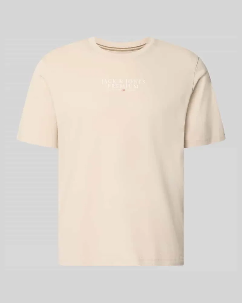 Jack & Jones T-Shirt mit Label-Print und Rundhalsausschnitt Beige