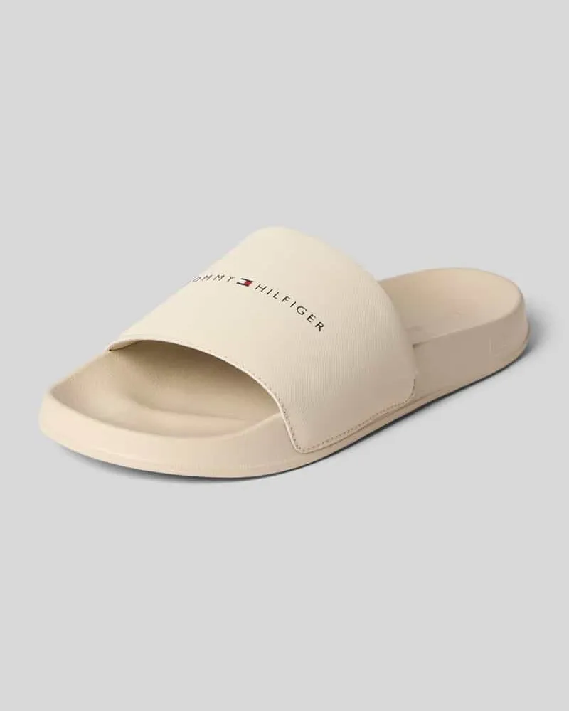 Tommy Hilfiger Badeslipper mit Label Print Beige