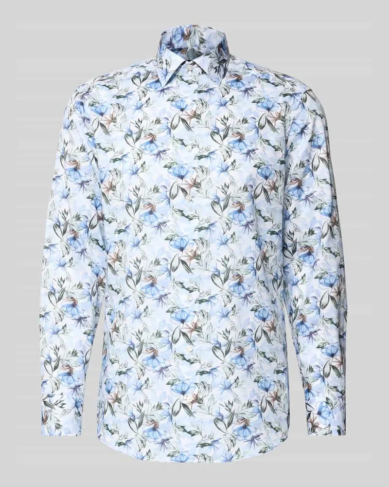 Olymp Regular Fit Businesshemd aus reiner Baumwolle mit Kentkragen Bleu