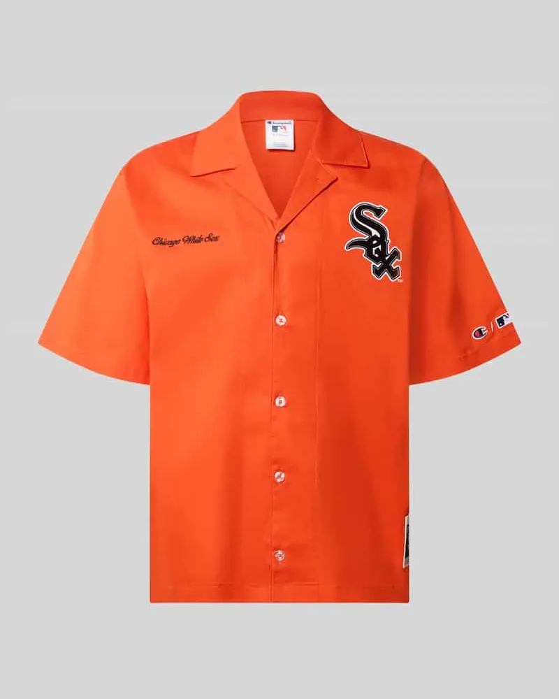 Champion Relaxed Fit Freizeithemd aus Baumwoll-Mix Dunkelorange
