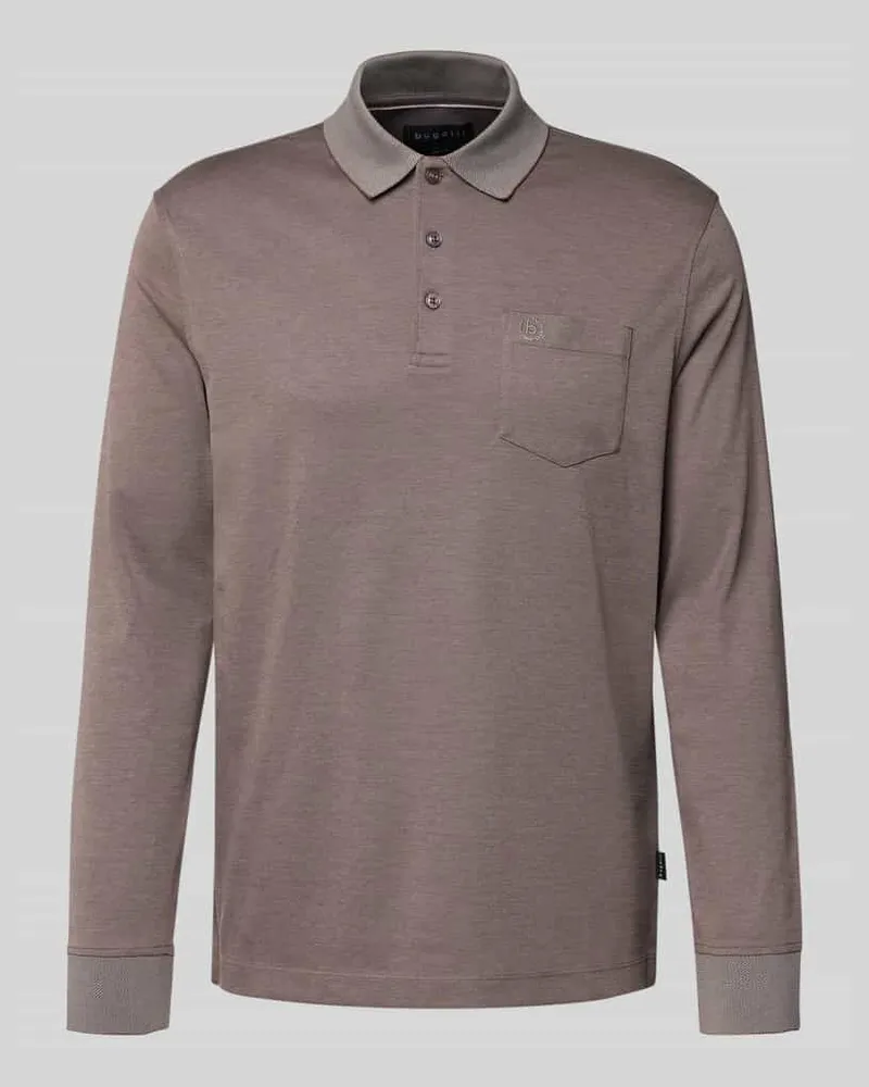 Bugatti Poloshirt mit Label-Stitching Mittelgrau
