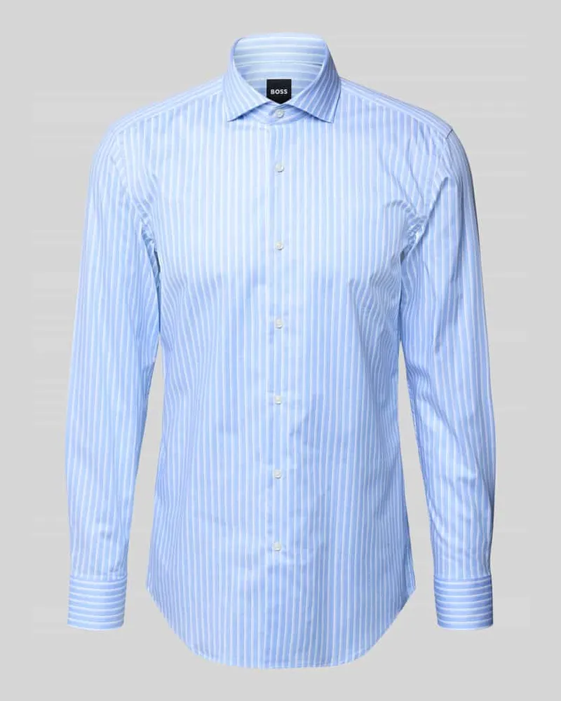 HUGO BOSS Slim Fit Businesshemd aus Baumwoll-Mix Modell 'HANK-SP-C1 Blau