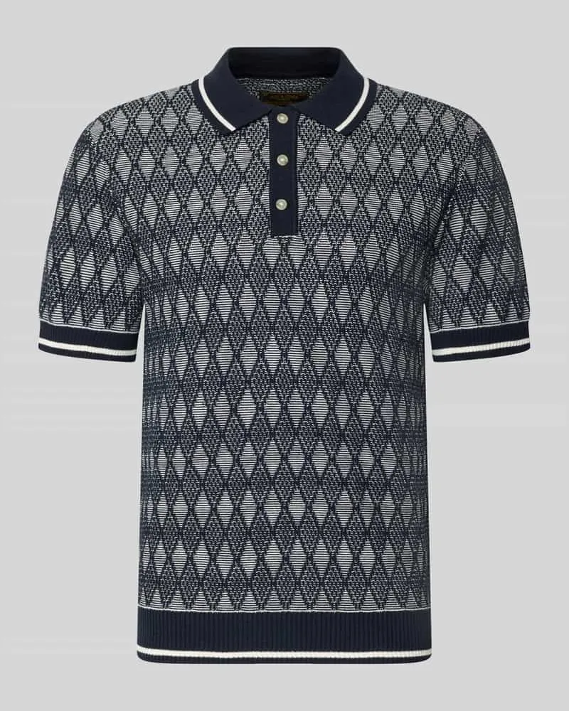 Jack & Jones Regular Fit Poloshirt im Allover-Look Marine