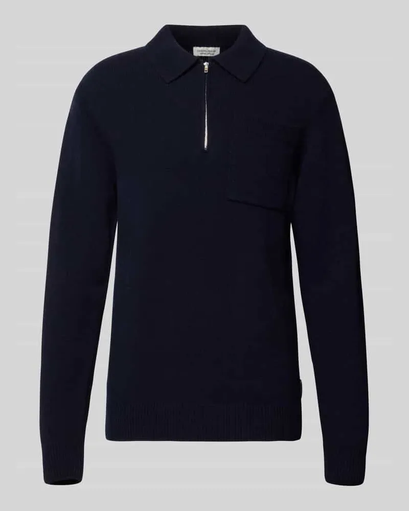 Casual Friday Strickpullover aus Woll-Mix mit Polokragen Modell 'FELIPO Marine
