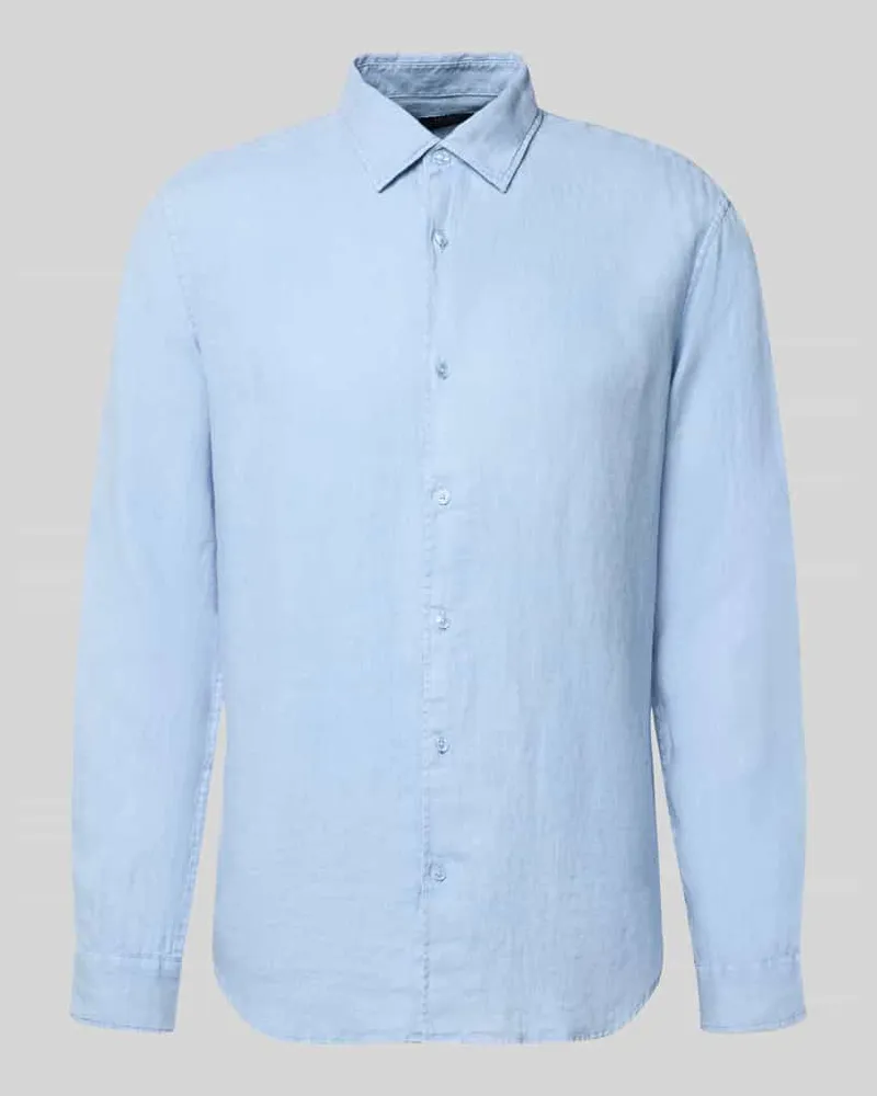 McNeal Leinenhemd mit Kentkragen Eisblau