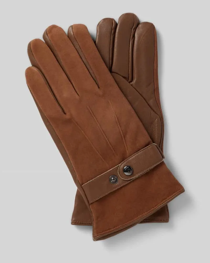 JOOP! Handschuhe aus Schafsleder mit Riegel Cognac