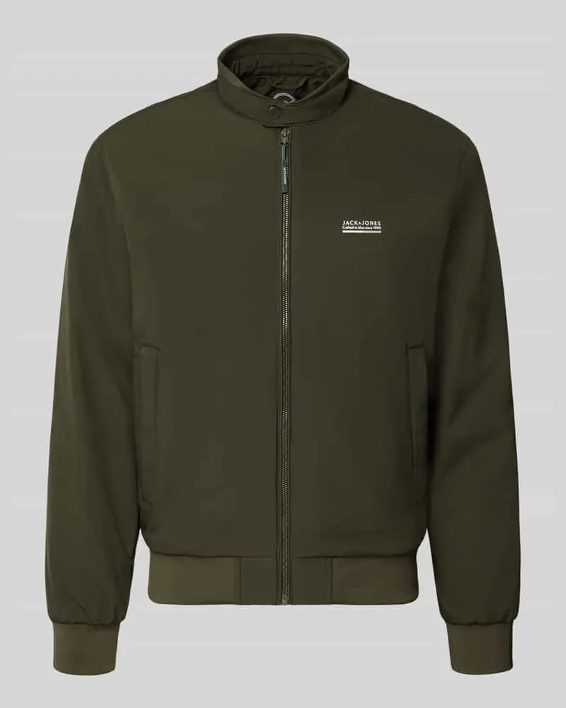 Jack & Jones Regular Fit Bomberjacke mit Logo Modell 'BROOKLYN Oliv