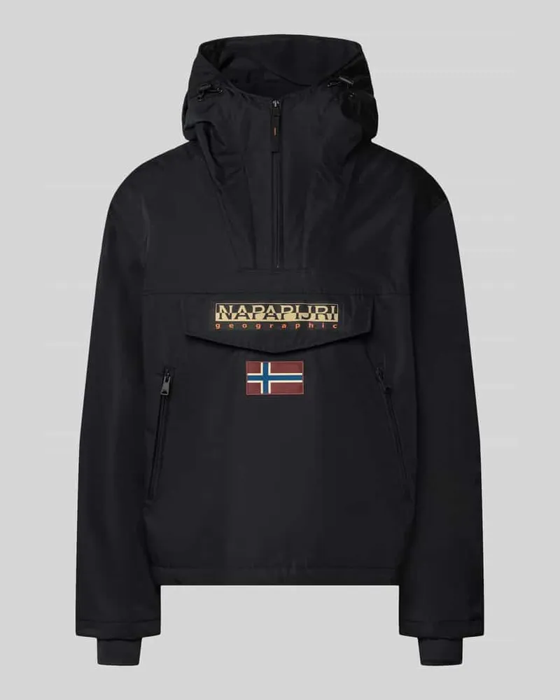 Napapijri Jacke mit Kapuze und kurzem Reißverschluss Black