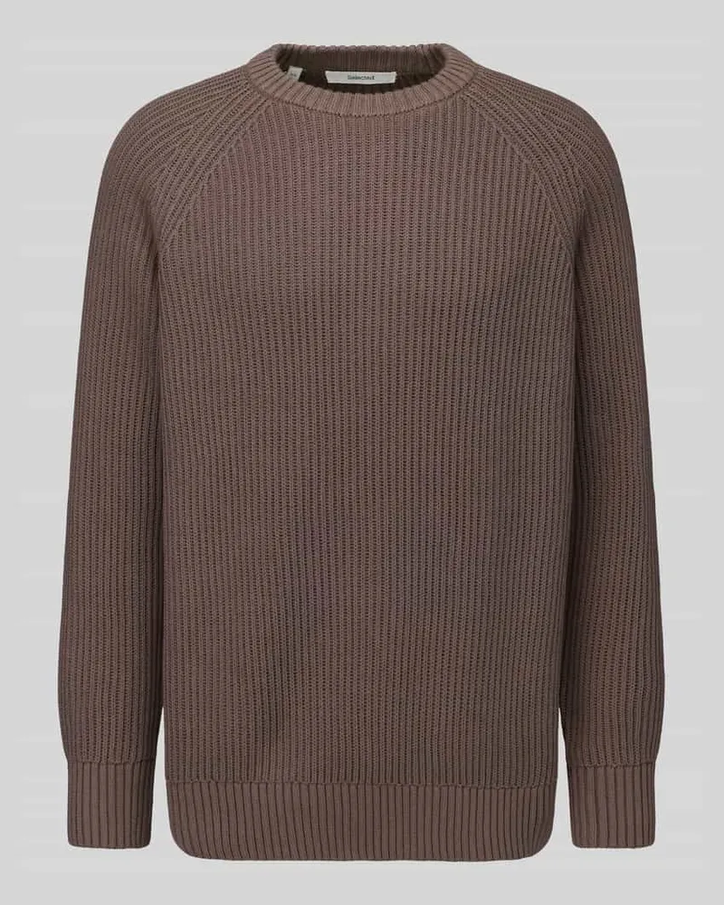 Selected Regular Fit Pullover aus reiner Baumwolle Modell 'BRAUN Schoko