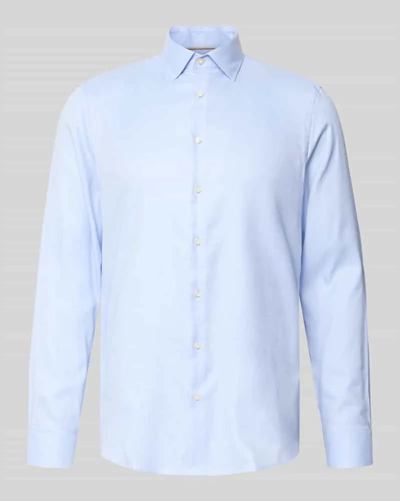 JAKE*S Slim Fit Business Hemd aus Baumwolle mit Kentkragen Bleu