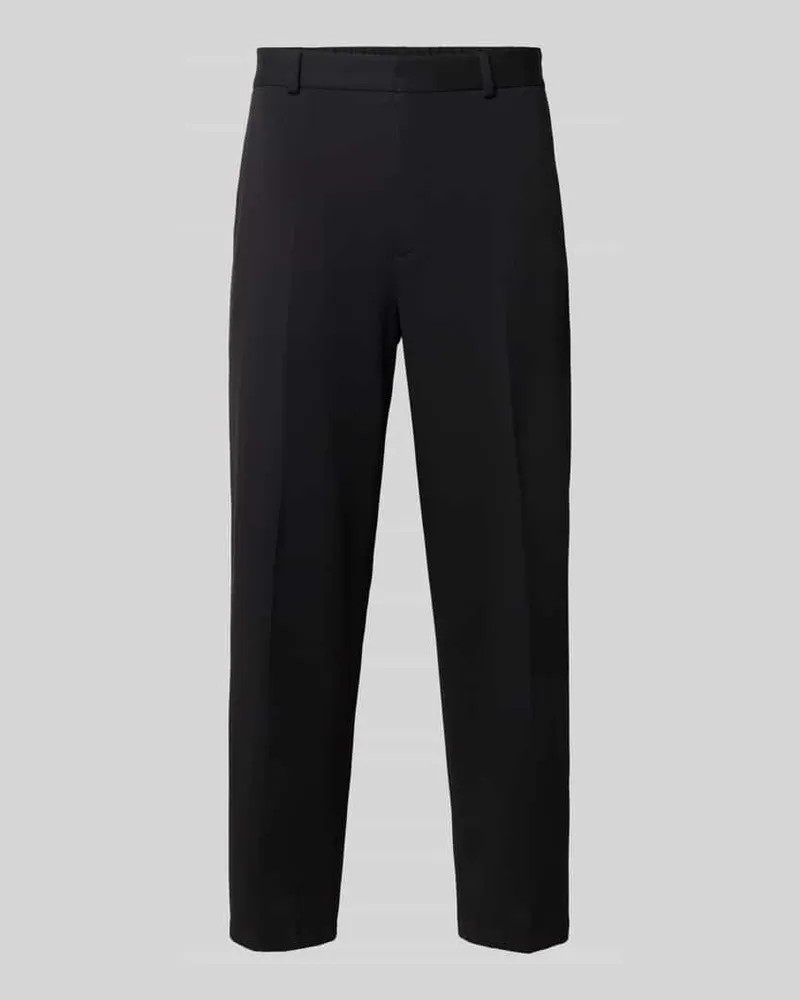 Zuitable Straight Fit Stoffhose mit Viskose-Anteil Modell 'Glen Black