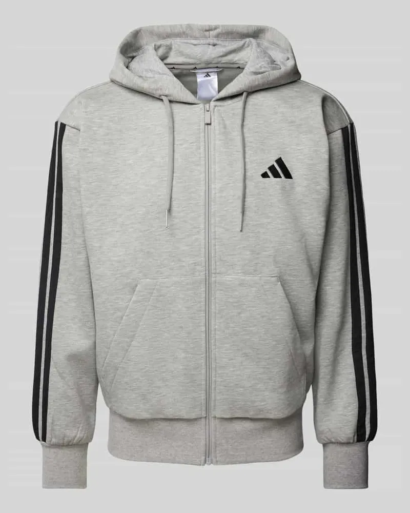 adidas Sweatjacke mit Viskose-Anteil und Logo-Stitching Hellgrau