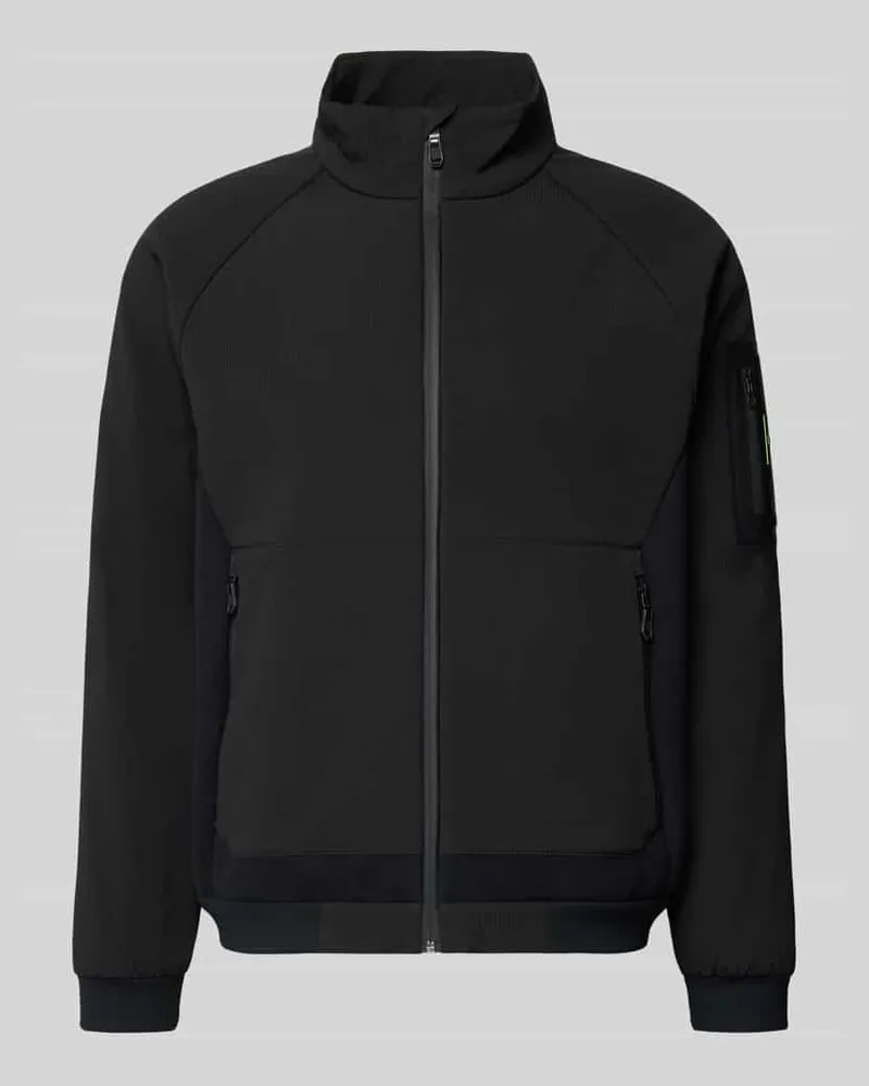 HUGO BOSS Regular Fit Fleecejacke mit Cord-Partien Modell 'Cord Fleece Black