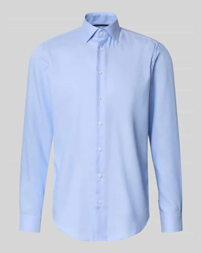 Christian Berg Regular Fit Business-Hemd mit Strukturmuster und Kentkragen Bleu