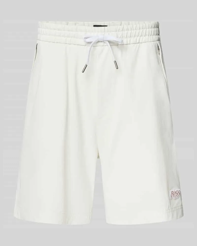 HUGO BOSS Relaxed Fit Sport-Shorts mit seitlichen Reißverschlusstaschen Modell 'Fisher Offwhite