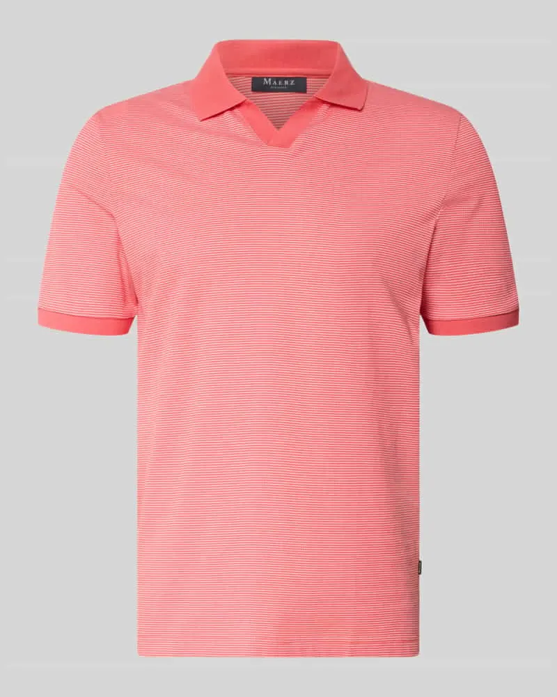 Maerz Regular Fit Poloshirt aus Baumwolle mit V-Ausschnitt Hellrot