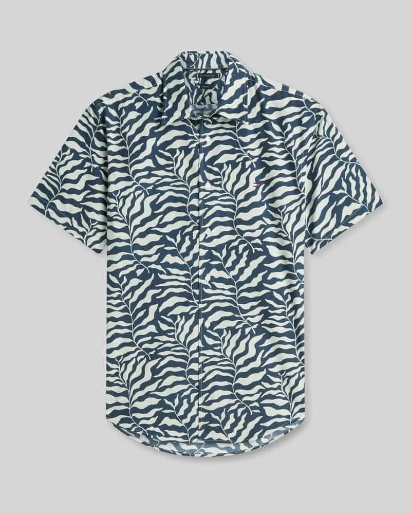 Tommy Hilfiger Regular Fit Kurzarmhemd mit Label Stitching Black