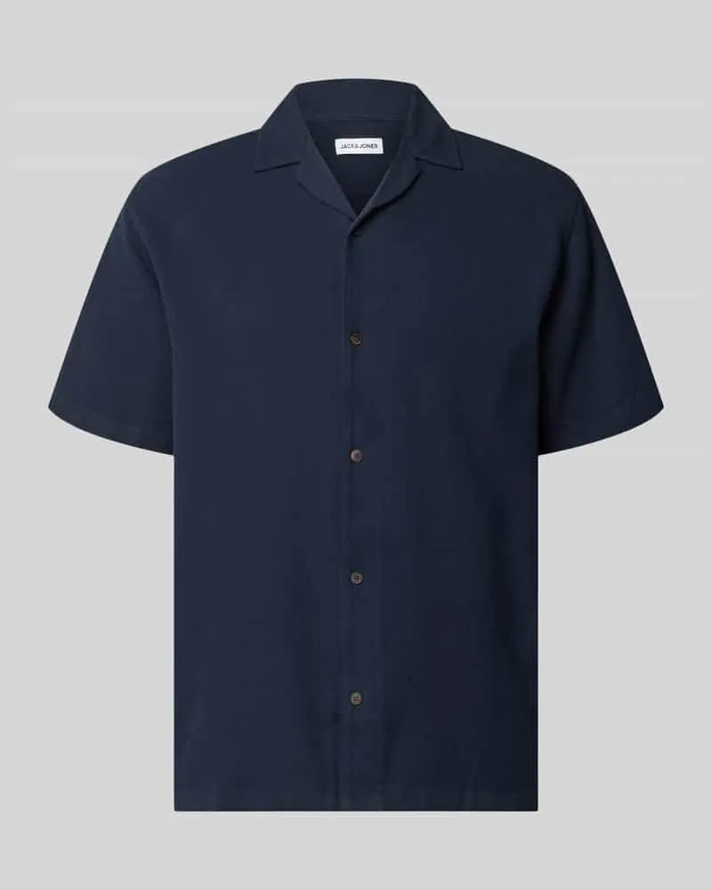 Jack & Jones Regular Fit Freizeithemd mit Strukturmuster Modell 'Global Dunkelblau