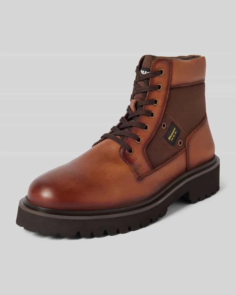 Blauer Schnürstiefel mit Label-Detail Modell 'BUXTON 