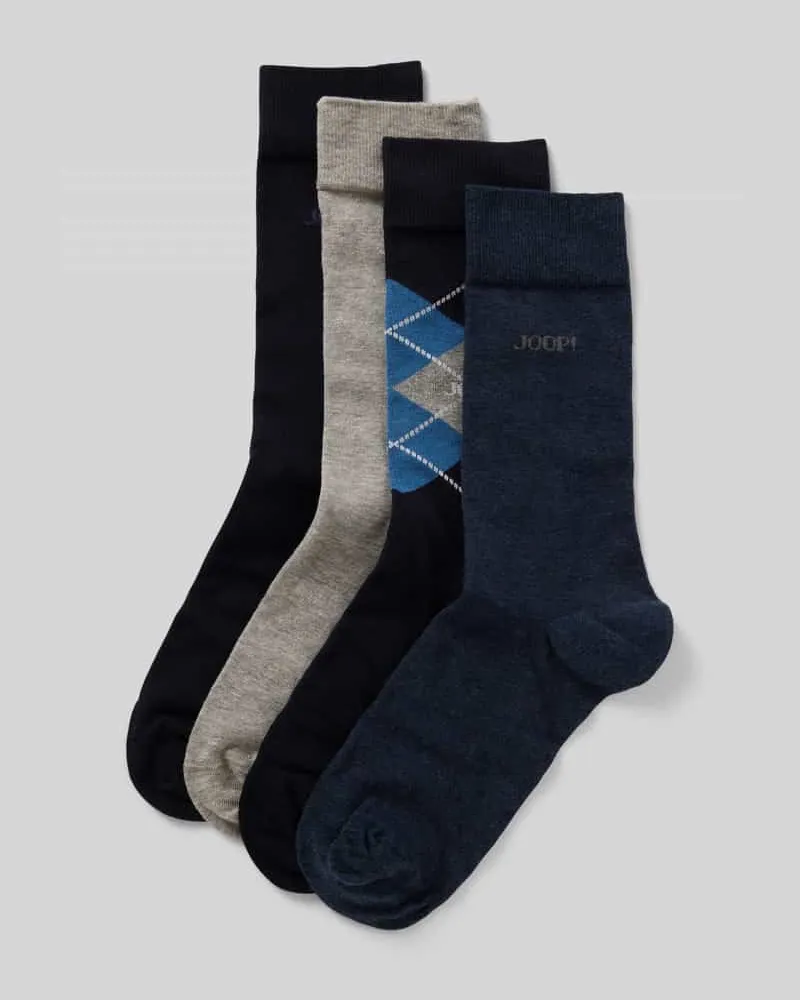 JOOP! Regular Fit Socken aus Woll-Mix Modell 'Essentials' im 4er-Pack Marine