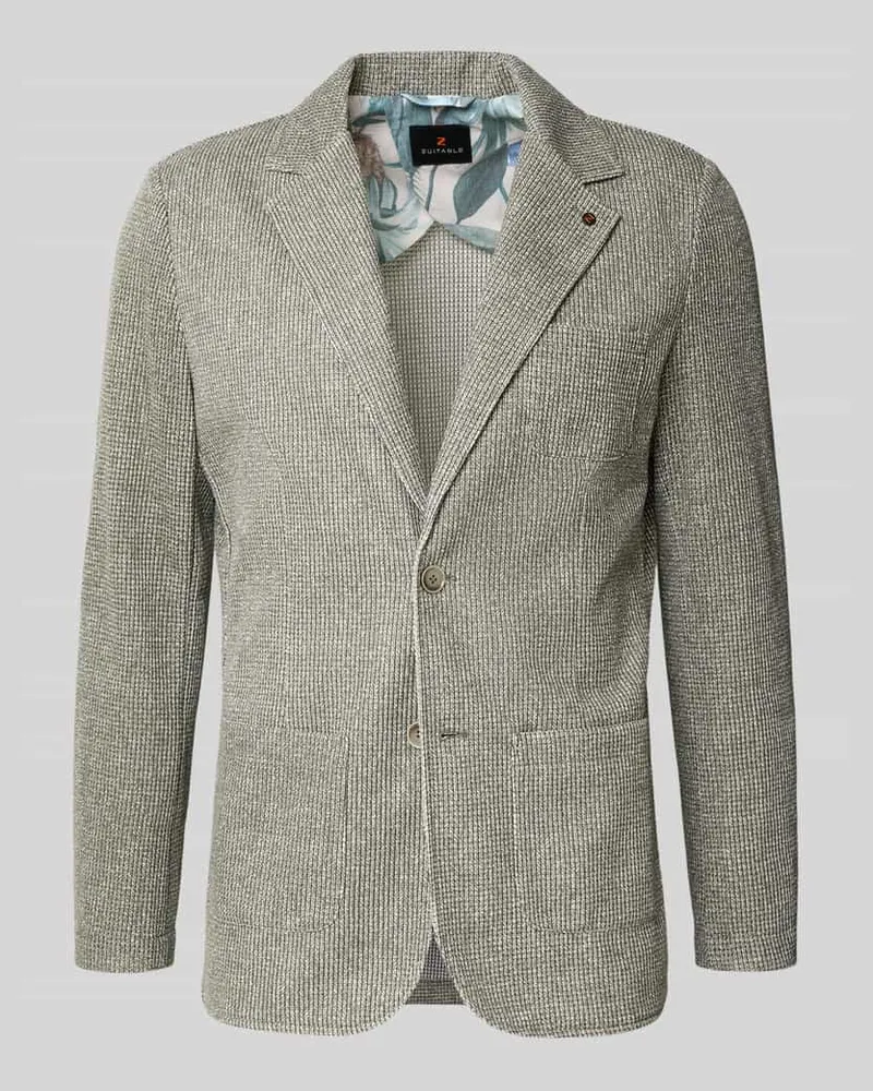 Zuitable Slim Fit 2-Knopf-Sakko mit Reverskragen Mittelgrau