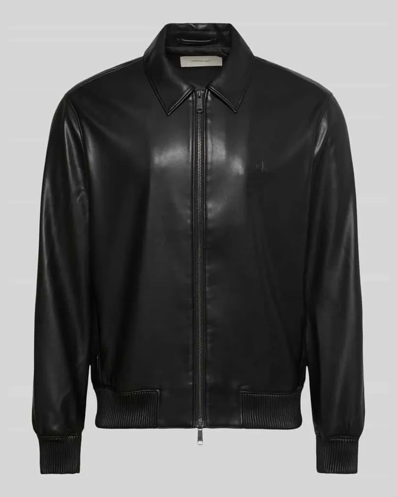 Calvin Klein Regular Fit Kunstlederjacke mit Reißverschluss Black