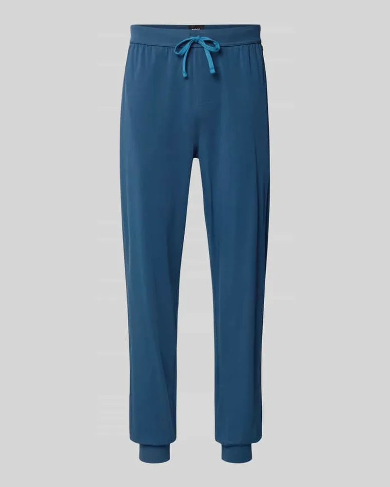 HUGO BOSS Regular Fit Sweatpants aus Baumwoll-Mix Dunkelblau