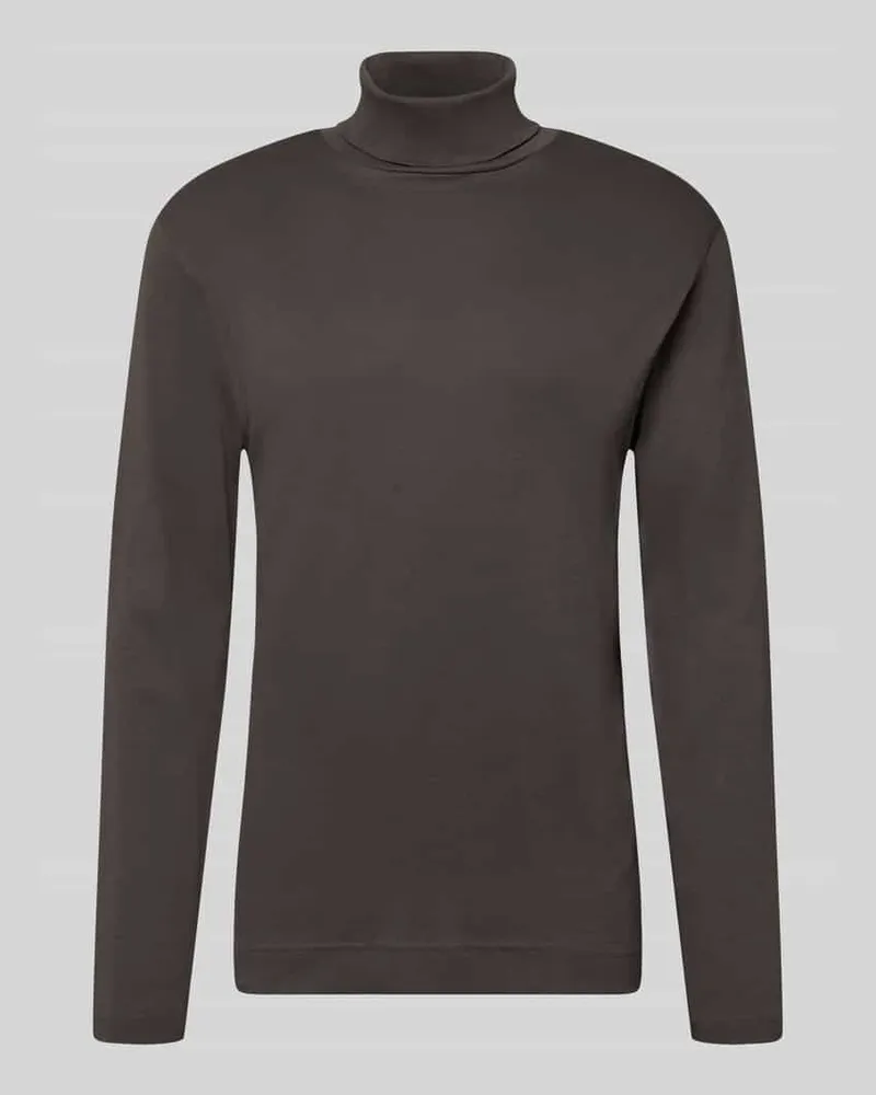 Christian Berg Regular Fit Longsleeve aus reiner Baumwolle mit Rollkragen Anthrazit