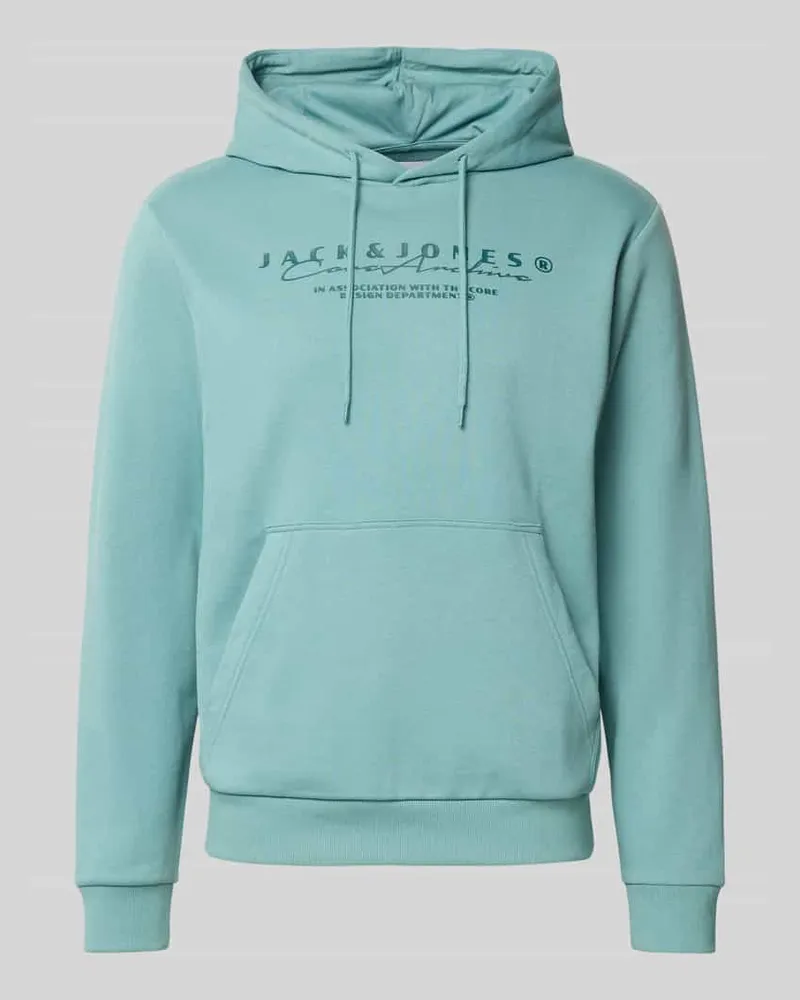 Jack & Jones Hoodie mit Label-Print Petrol