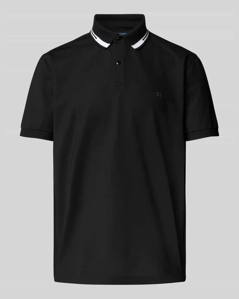 Christian Berg Poloshirt mit kurzer Knopfleiste und Logo-Print 