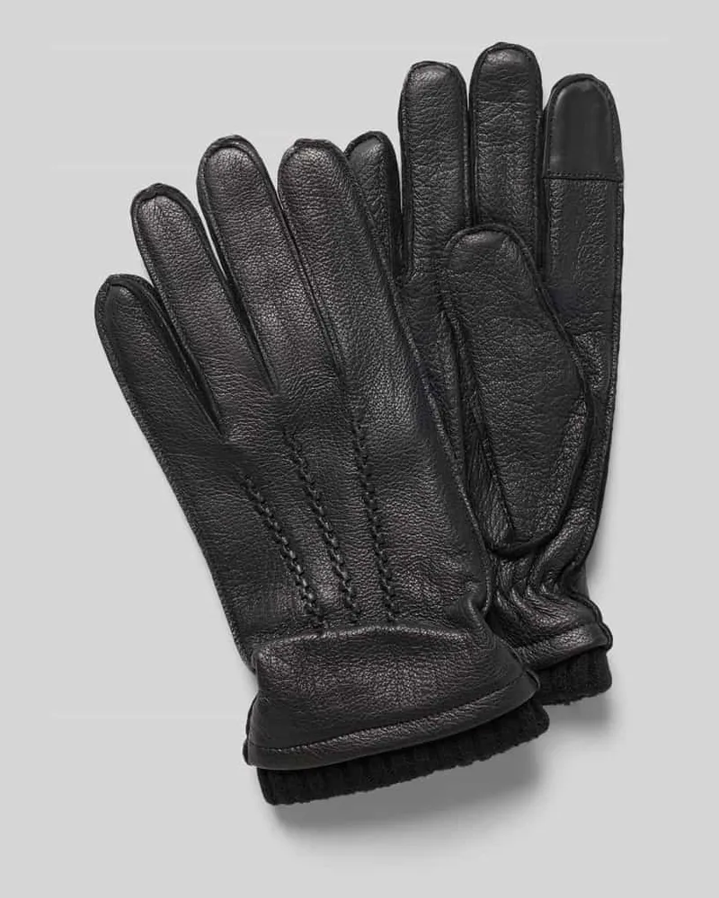 Roeckl Lederhandschuhe mit Rippbündchen Black