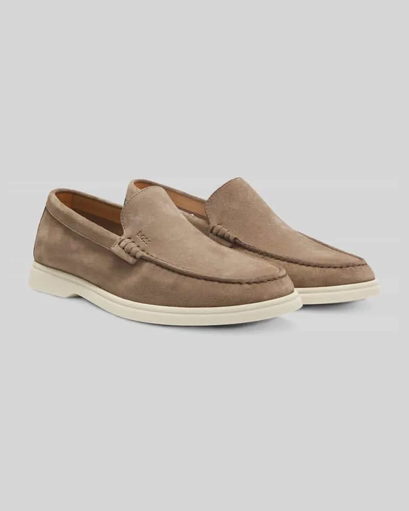 HUGO BOSS Slipper aus echtem Leder Beige