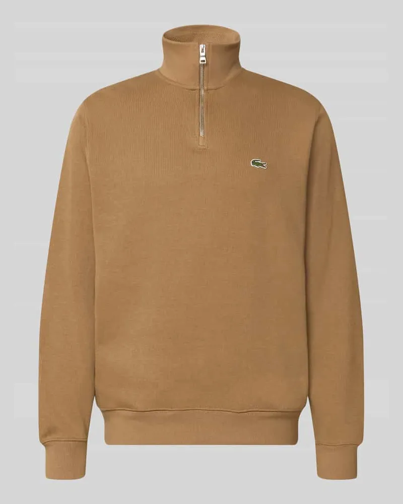 Lacoste Regular Fit Troyer aus reiner Baumwolle Hazel