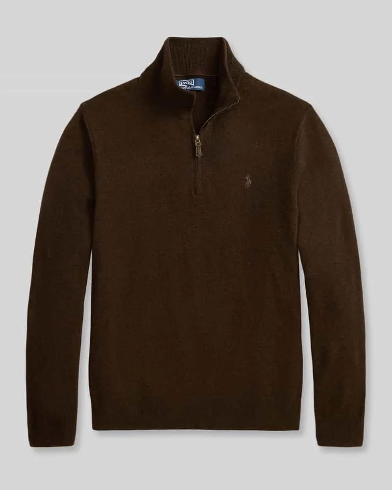Ralph Lauren Regular Fit Troyer aus reiner Wolle Dunkelbraun
