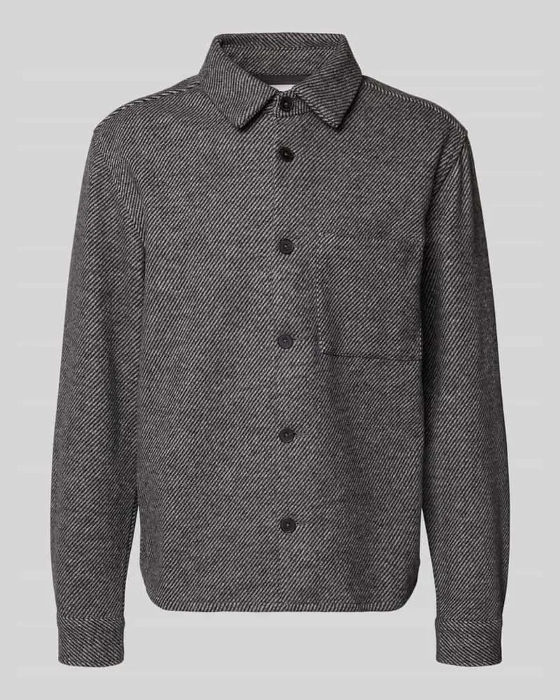 Only & Sons Regular Fit Hemdjacke mit Streifenmuster Modell 'MICAH Mittelgrau