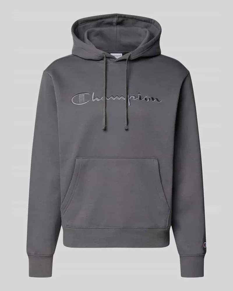Champion Relaxed Fit Hoodie aus Baumwoll-Mix mit Label-Stitching Dunkelgrau