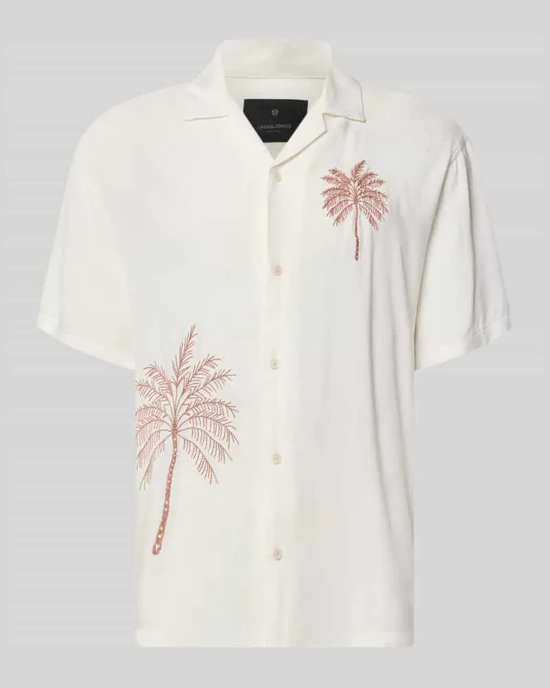 Jack & Jones Relaxed Fit Freizeithemd aus Viskose mit Stitchings Weiss