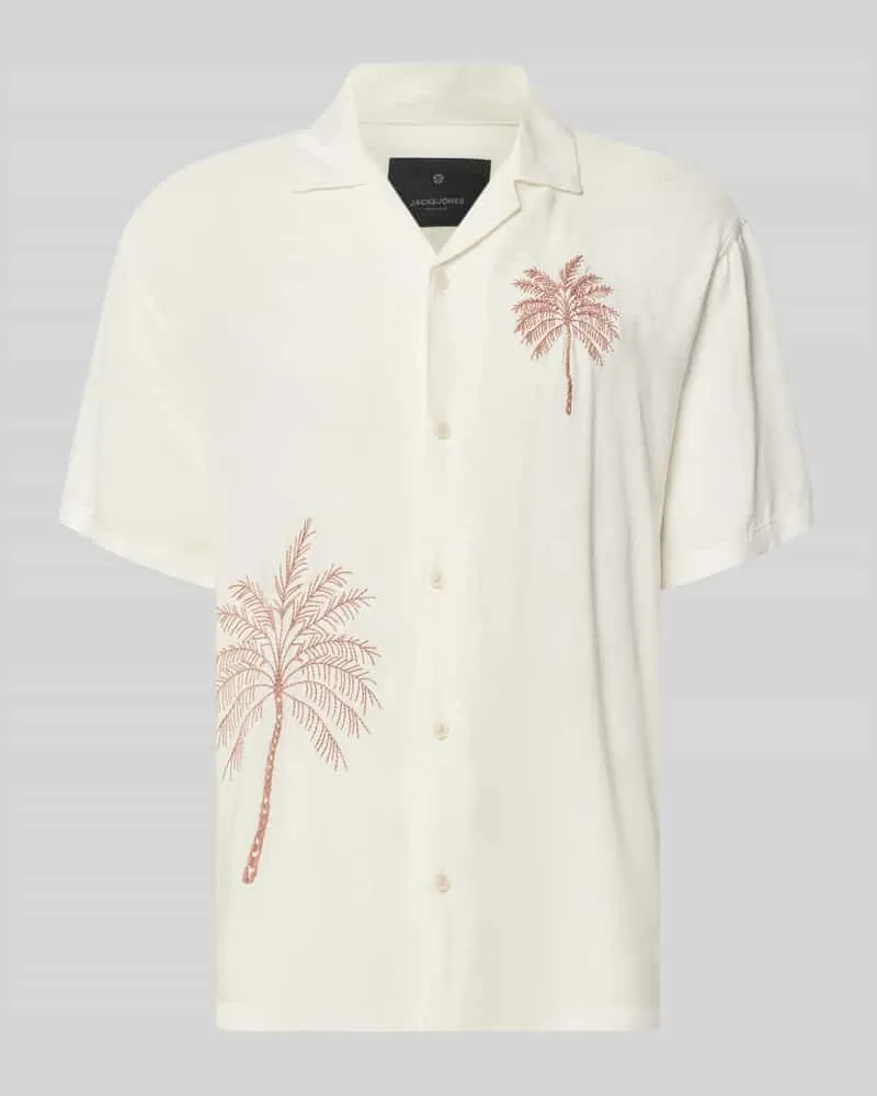 Jack & Jones Relaxed Fit Freizeithemd aus Viskose mit Stitchings Weiss